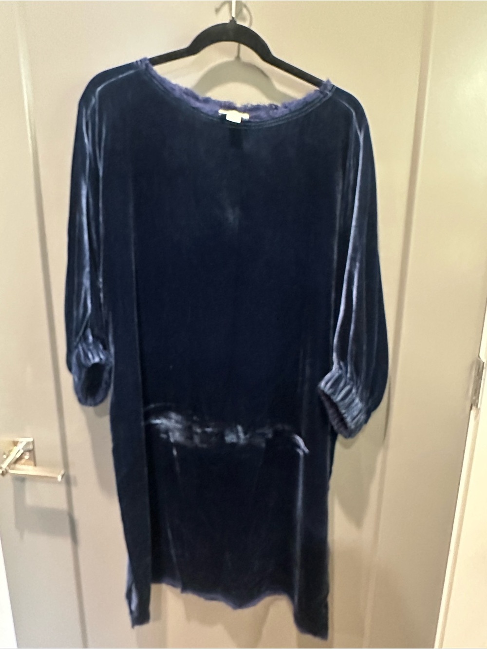 Sundance Navy Velvet Long-Sleeve Shift Dress
